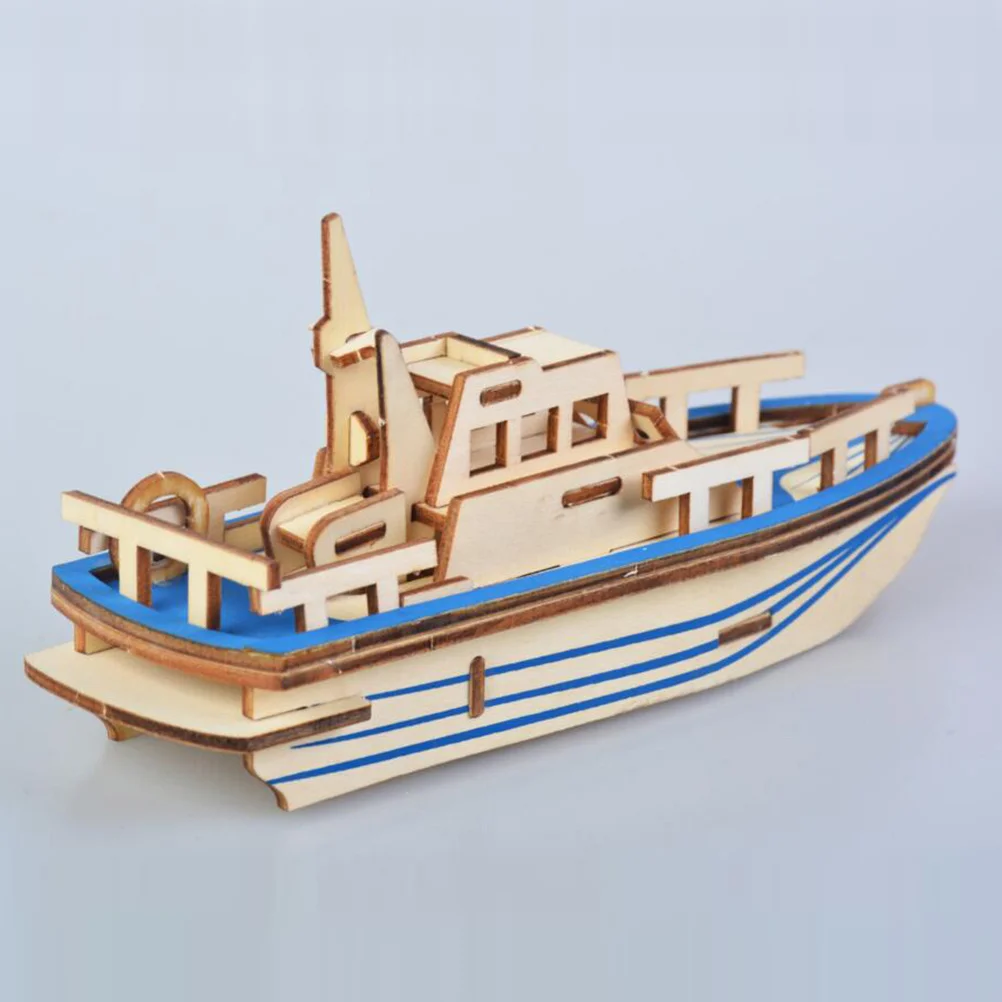 

3D Wooden Puzzle Life Boat -Friendly Educational For Kids Diy Creative Development Puzzle Game Wooden