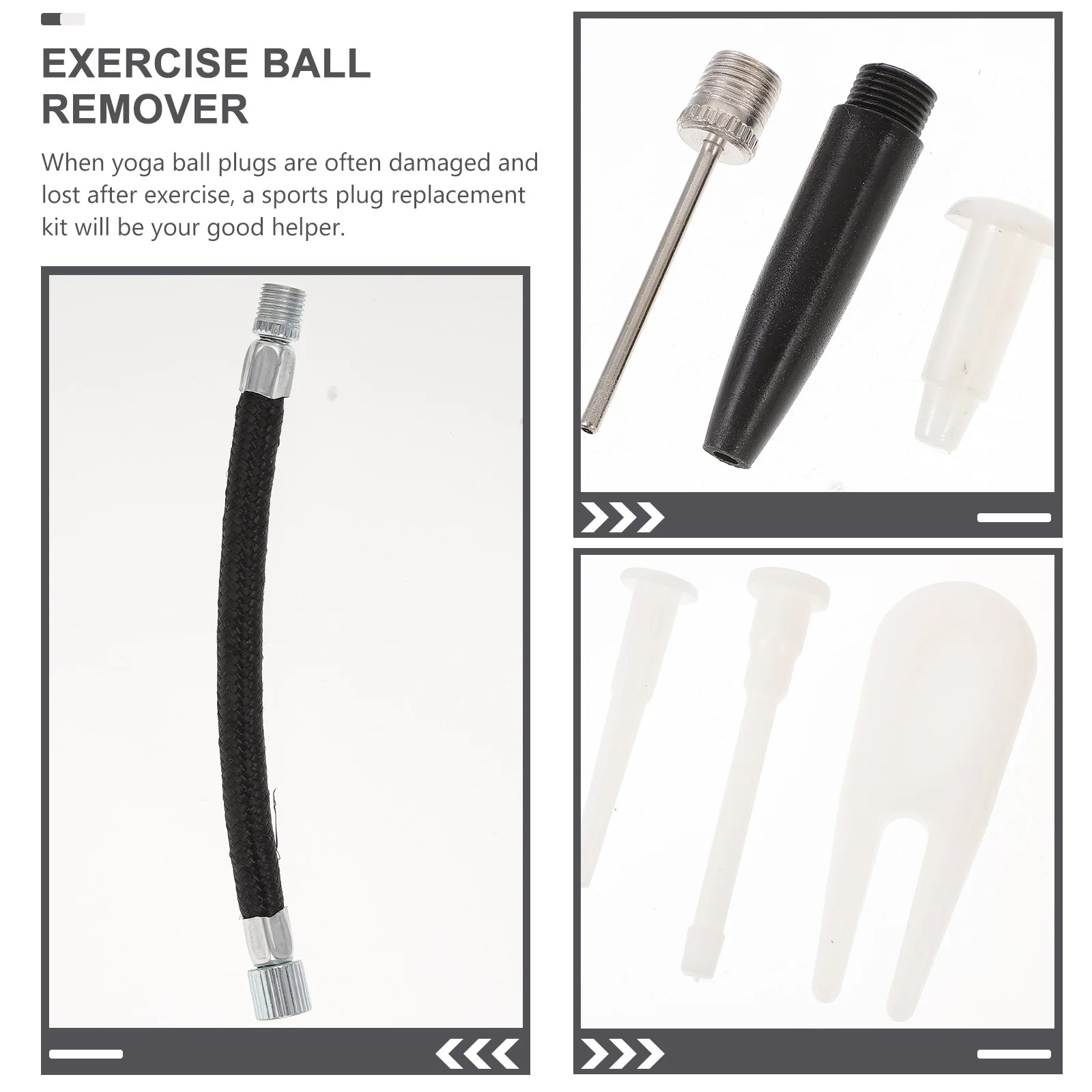 

5Sets Inflator Accessories Ball Air Plug Stopper Remover Puller Replacement Kit for Exercise Yoga Basketball Fitness Ball Pump