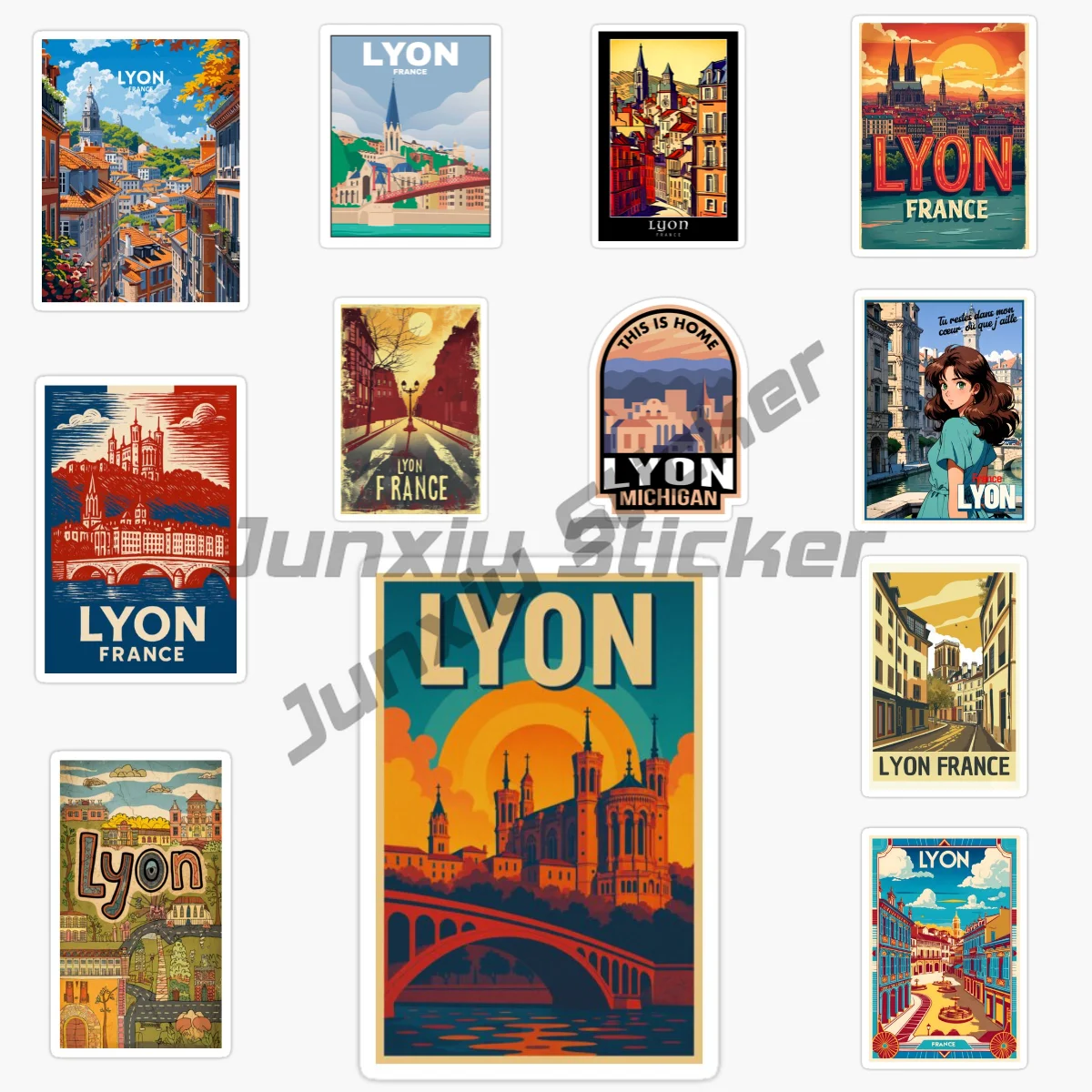 

France Lyon Flag National Emblem Landscape Tourism Vinyl Self-Adhesive Car Sticker Waterproof Decal Car Accessories Decal