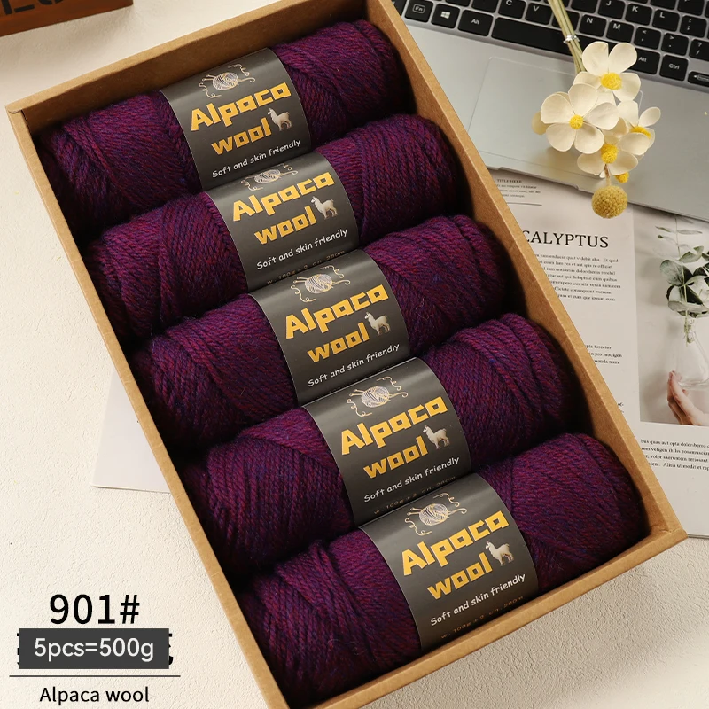 500g Alpacawol 245 dik breigaren Meerkleurig Herfst en winter Modieus cadeau voor mannen en vrouwen DIY breimateriaal Kit voor warme truien, jassen, sjaals, hoeden, handschoenen, beenwarmers,