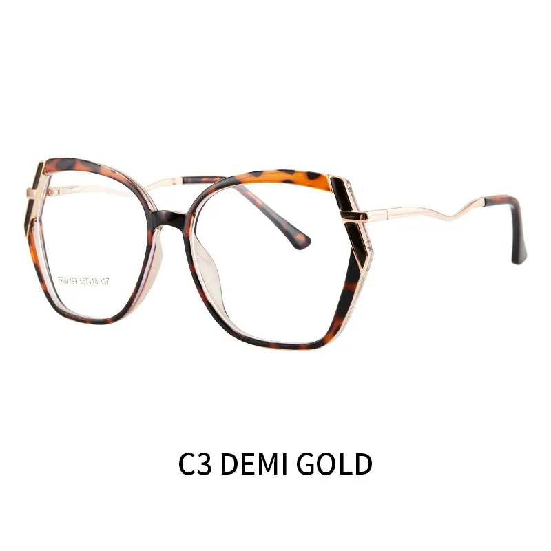 Übergroße Anti-Blaulicht-Brille Rahmen für Frauen Luxus Polygon Damen Brillen quadratische Metall optische Computer brillen – Detail 3