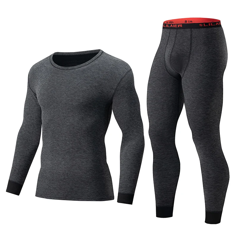 Set di biancheria intima calda da uomo in 2 pezzi autunno/inverno, moda fine pit strip, pantaloni comodi in vita elastica per giovani semplici e versatili