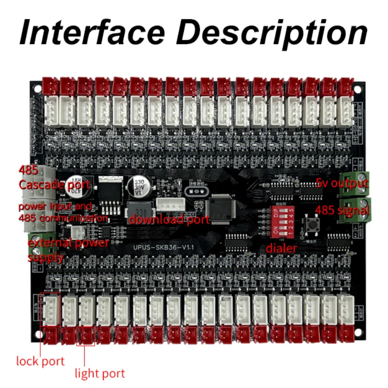 36-CH RS485 smart parcel locker system unlocking control board vending machine aisle motor drive board