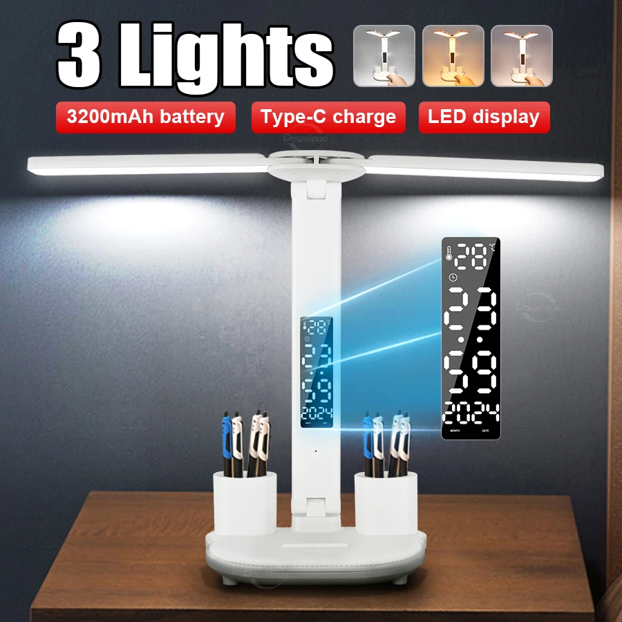 

Double Lamp Head Student Dormitory Desk Lamp USB Dimming LED Table Lamp Eye Protection Desk Lamp Touch Folding Desk Lamp
