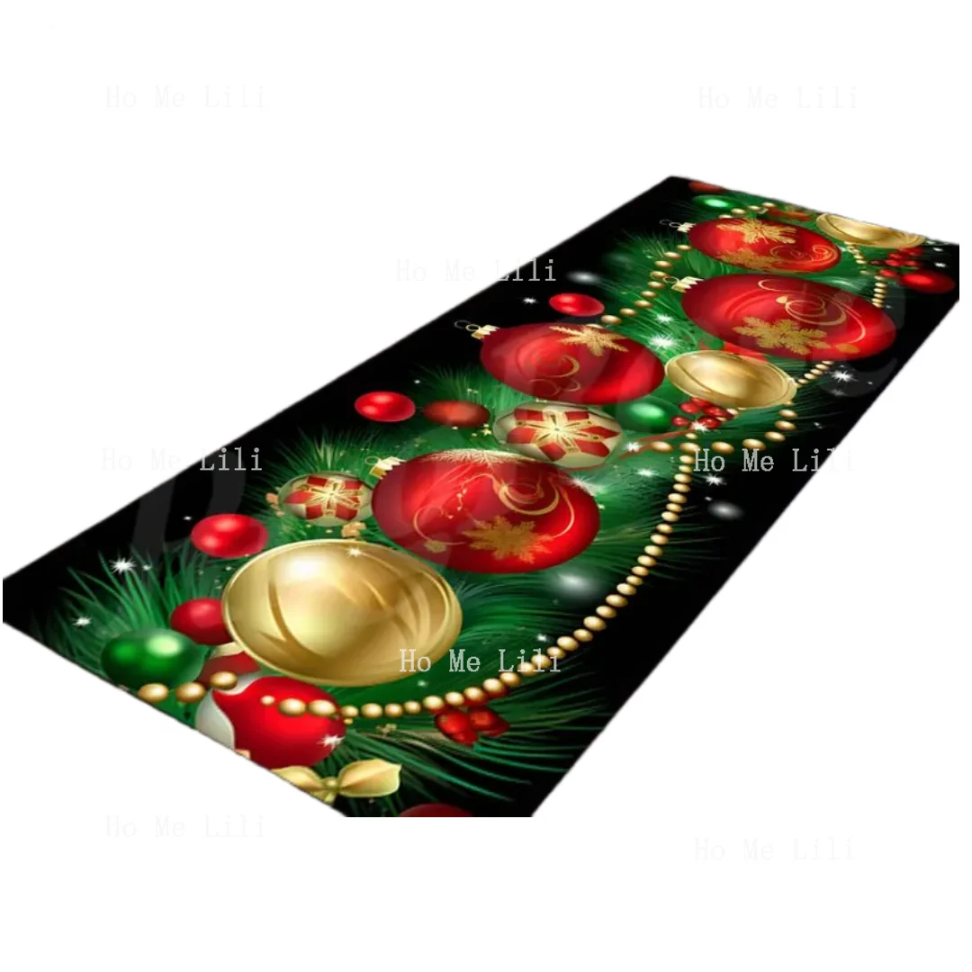 Holiday Decorations Christmas Tree Christmas Ball Graphics Flannel Floor Mat Decorative Carpet