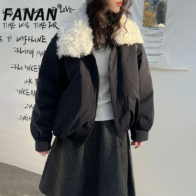 

FANAN Outdoors Thick Warm Down Coats For Womenn Lapel Long Sleeve Thick Warm Parka Office Lady Clothing Winter New 2025 Fashion