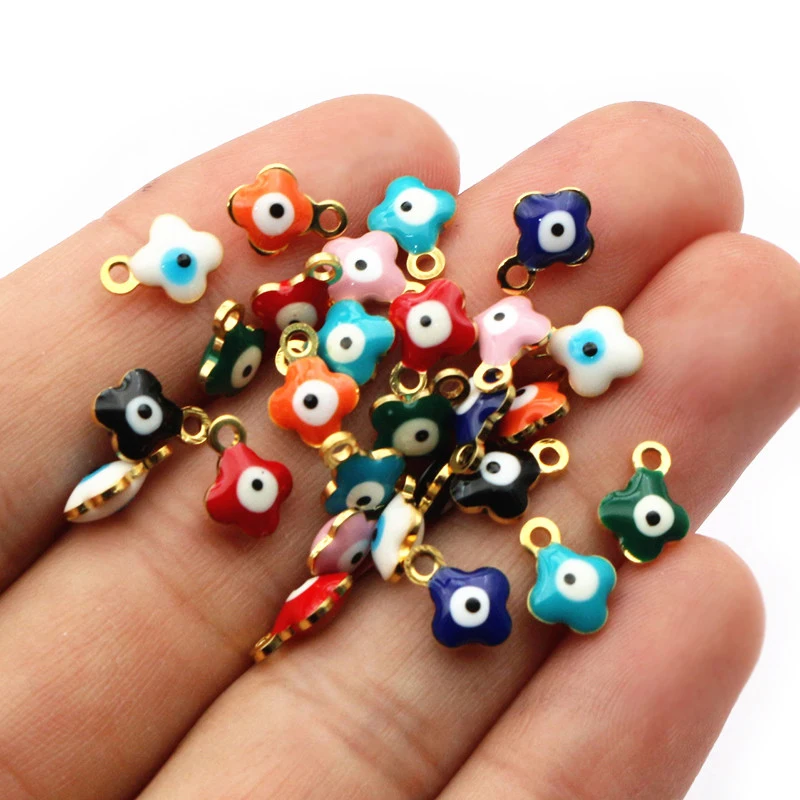 20pcs Charms Enamel Seahorse Starfish Evil Eyes Pendant Stainless Steel DIY Jewelry Accessories for Earrings Necklace Bracelet view 4