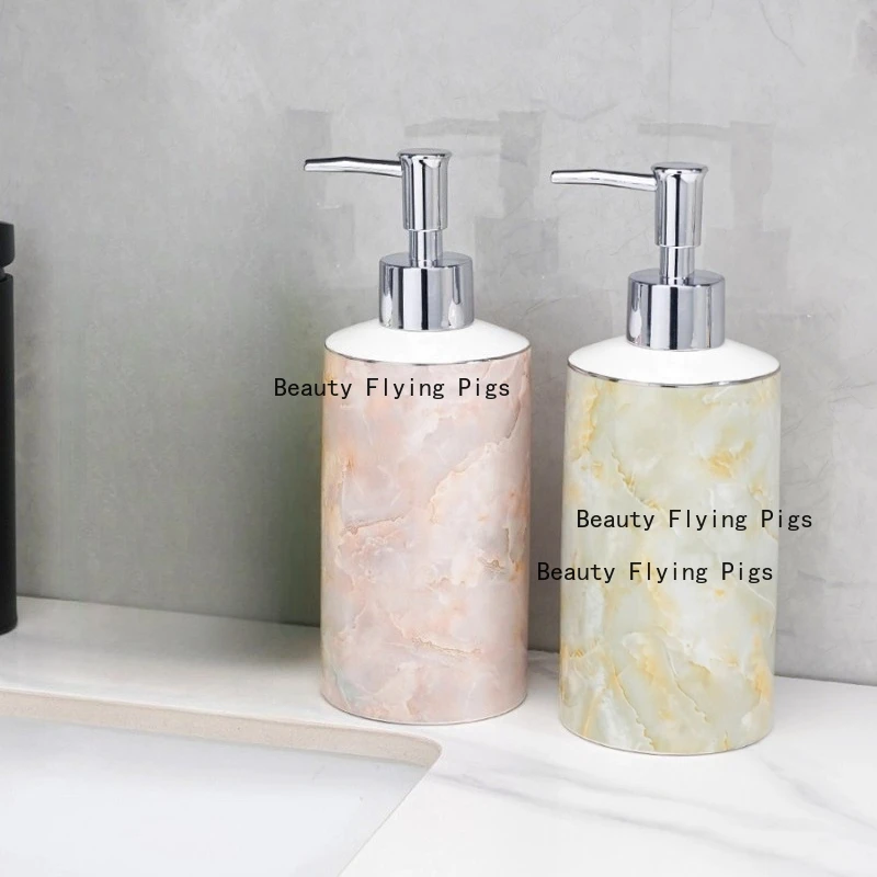 

1pc Ceramic Hand Sanitizer Bottle, Shower Gel Pressure Bottle, Laundry Powder Shampoo Bottling Bottle, Bathroom Accessories