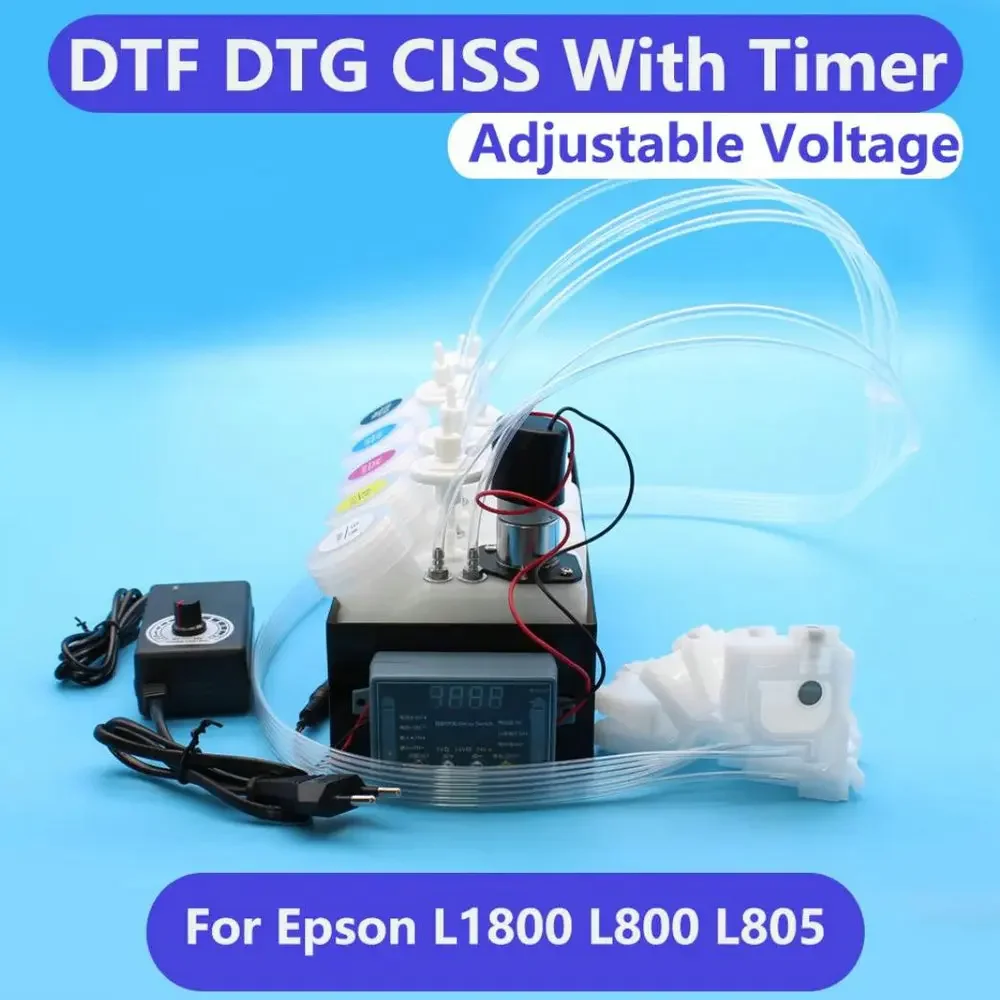 Printer Continuous Ciss Tank With Mixer Timer Stirrer For Epson L1800 L800 L805 Refill Tank White Ink Tank DTF Printing Ciss Kit