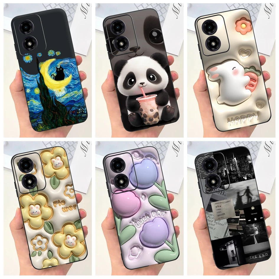 Para Moto G04 funda XT2421-2 a prueba de golpes de silicona suave funda de teléfono de dibujos animados para Motorola Moto G04 Funda de teléfono MotoG04 G 04S E14 Funda