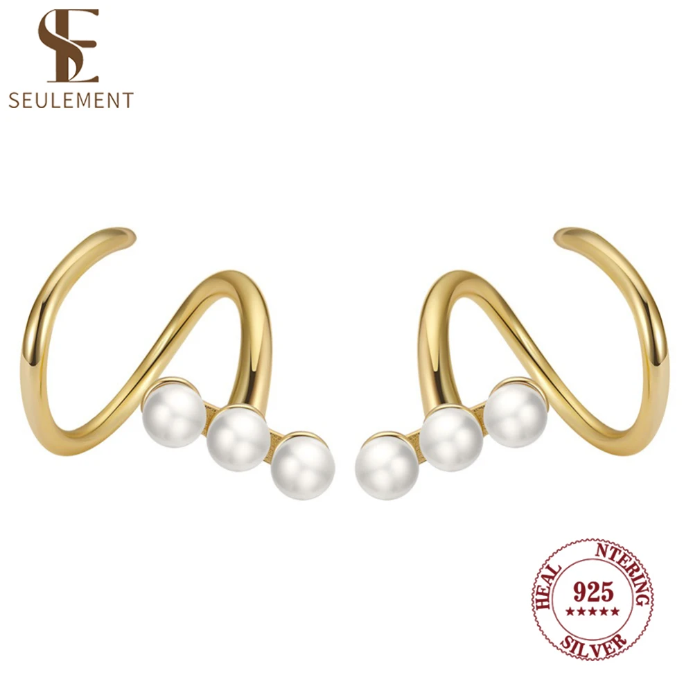 

Seulement 3 Pieces Natural Baroque Pearls Drop Earring Bent 925 Sterling Silver Real Pearl Earrings for Women Ear Accessories