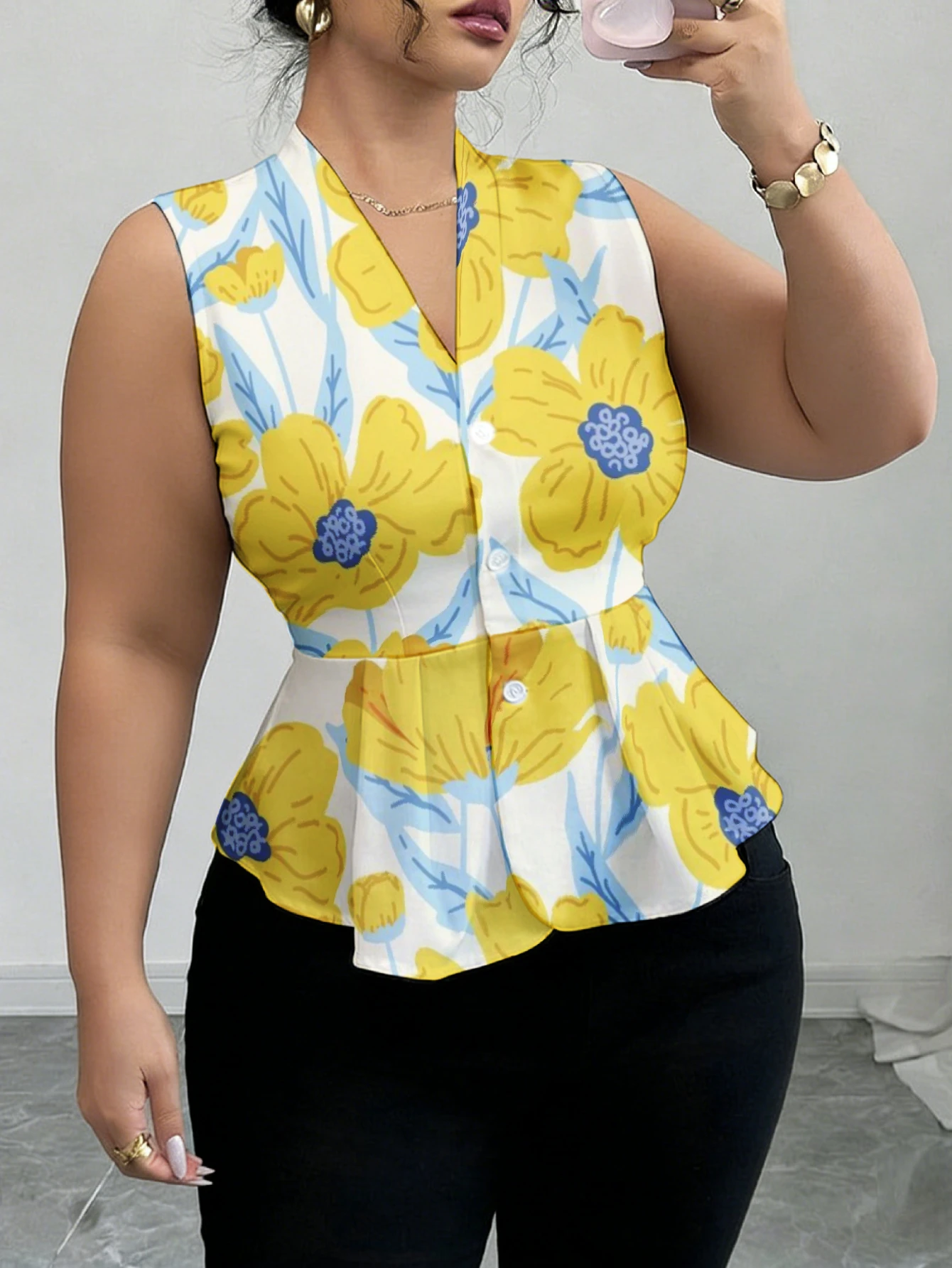 Top Sin Mangas Floral Bohemio Vintage Mujer - usage example