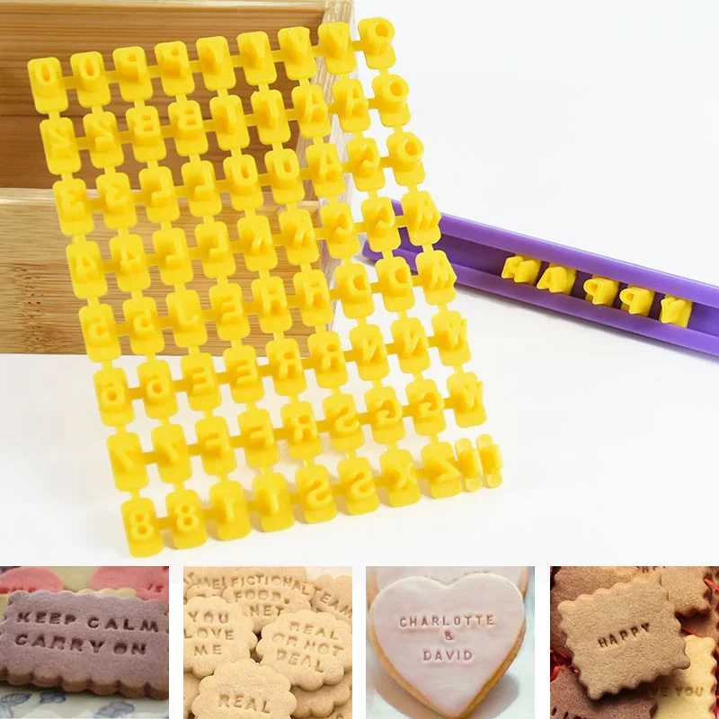 

Biscuits Baking Printing Alphabet Number Mold Cookie Cutter Word Press Stamp Cake Baking Curling Embossing Mold Cookie DIY Tools