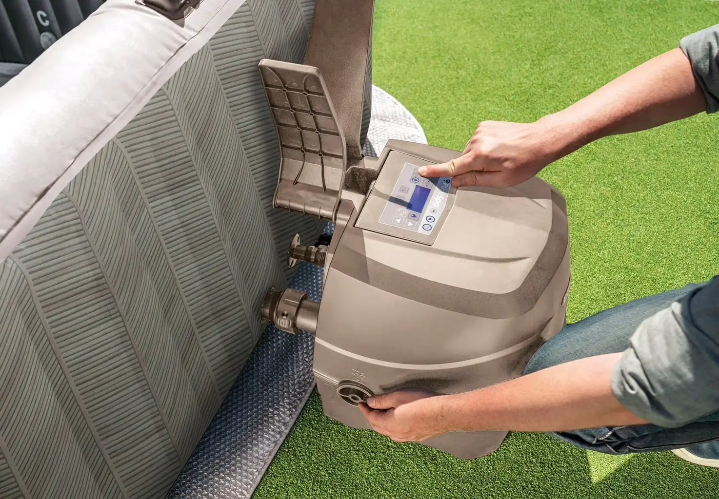 STLF INTEX 28472NP PureSpa شيفرون ديلوكس نفخ مستطيلة في الهواء الطلق حوض استحمام ساخن تدليك سبا أحواض 1.96mX71cm #5