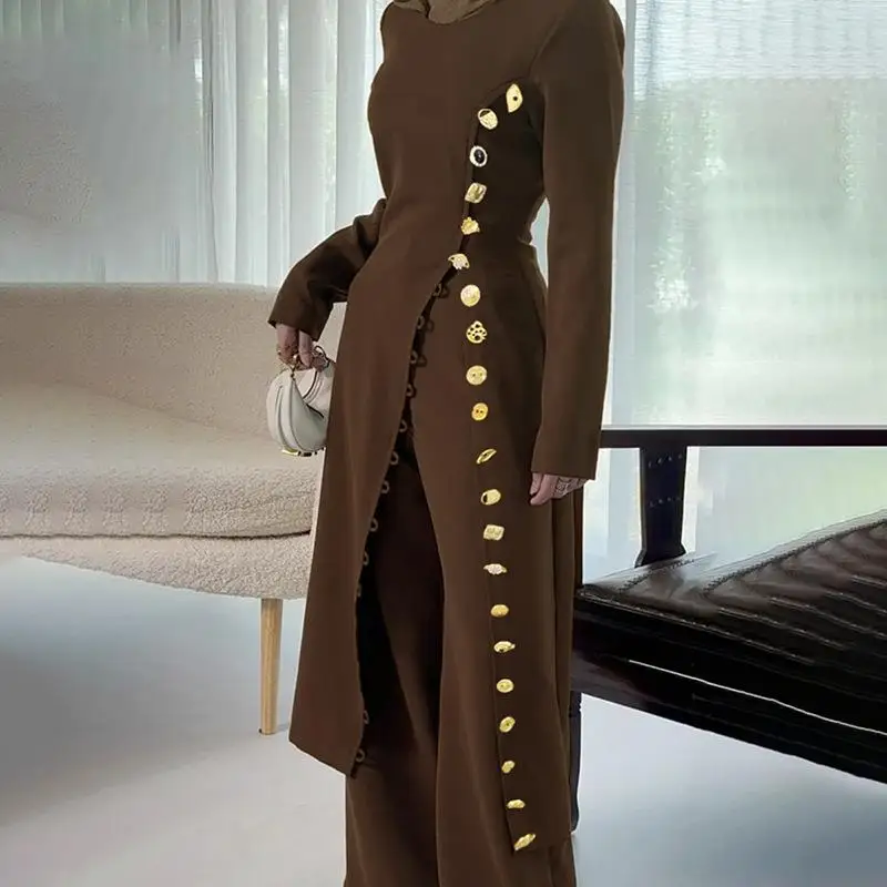 

Высококачественное длинное платье для похудения для женщин с разрезом Ele и высокой талией Ciwalk, осеннее новое модное платье Dr