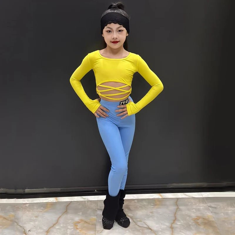 ชุดฝึกซ้อมเต้นละตินสำหรับเด็ก ชุดแสดงเต้นรำรุมบ้าละตินสำหรับเด็ก ชุดเต้นแทงโก้บอลรูมสำหรับเด็กผู้หญิง DW11097