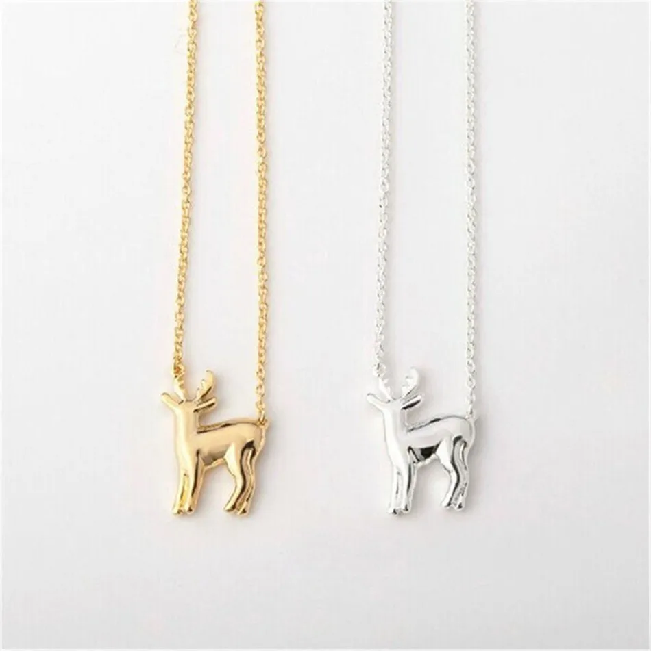 Christmas Elk Deer Necklace Cute Animal Bambi Moose Fawn Alpaca Reindeer Antler Patronus Pendant Chain Clavicle Collar Choker