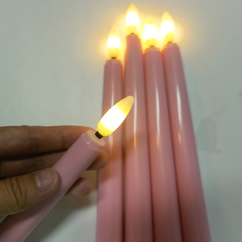 LED Candle With Flickering Flames Table Candle Timer Remote Battery Operated Pink Led Light Wedding Home Decorative Candle Light