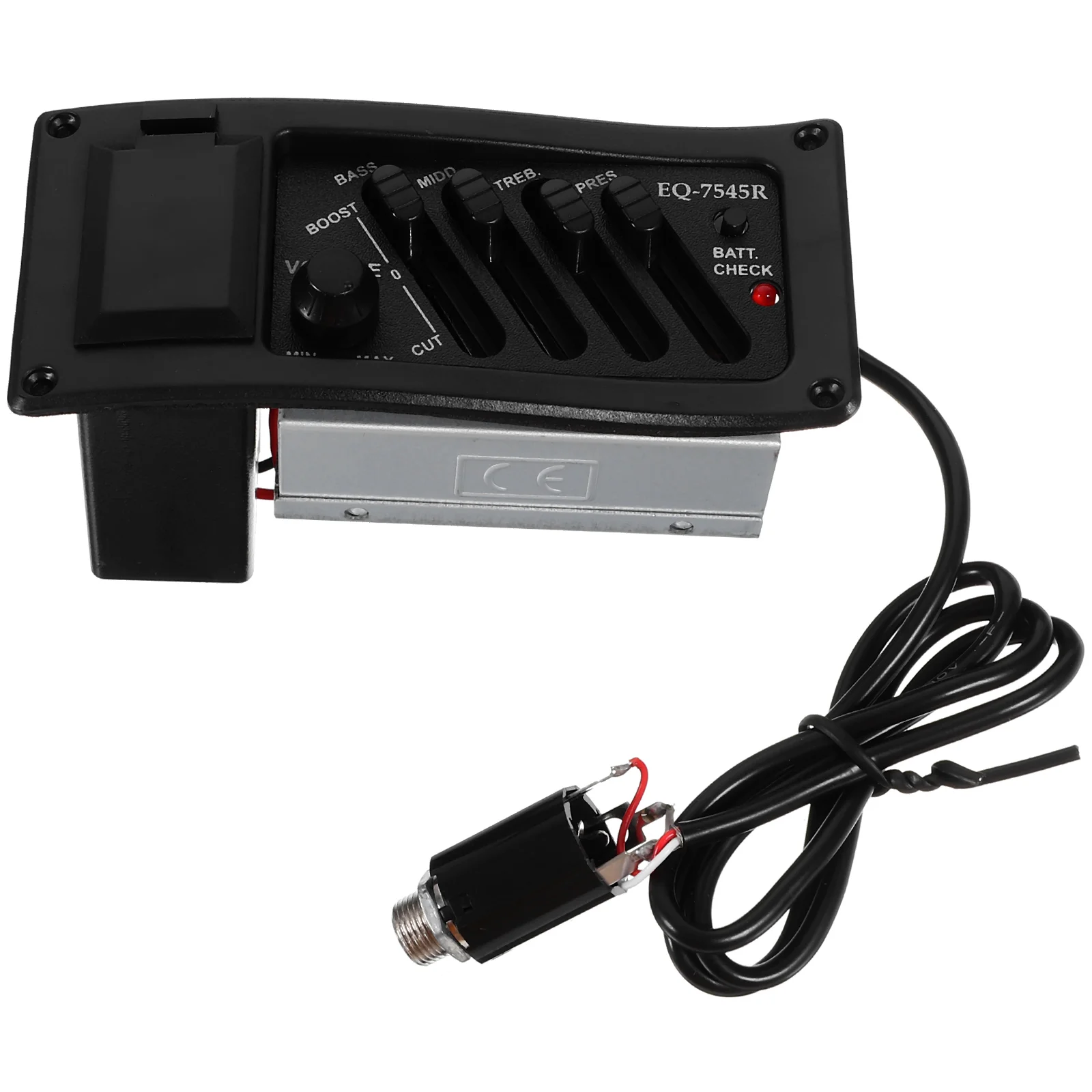 

Folk Guitar Pickup 4 Bands Eq Equalizer Volume Bass Treble Control Low Indicator Guitar Parts Accessories Black