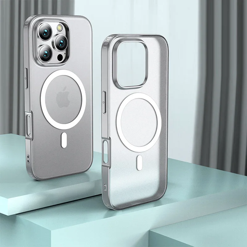 

Для IPhone 16 Plus 16 Pro Max с мягким краем, матовый прозрачный чехол для телефона, магнитный противоударный чехол Magsafe с беспроводной зарядкой