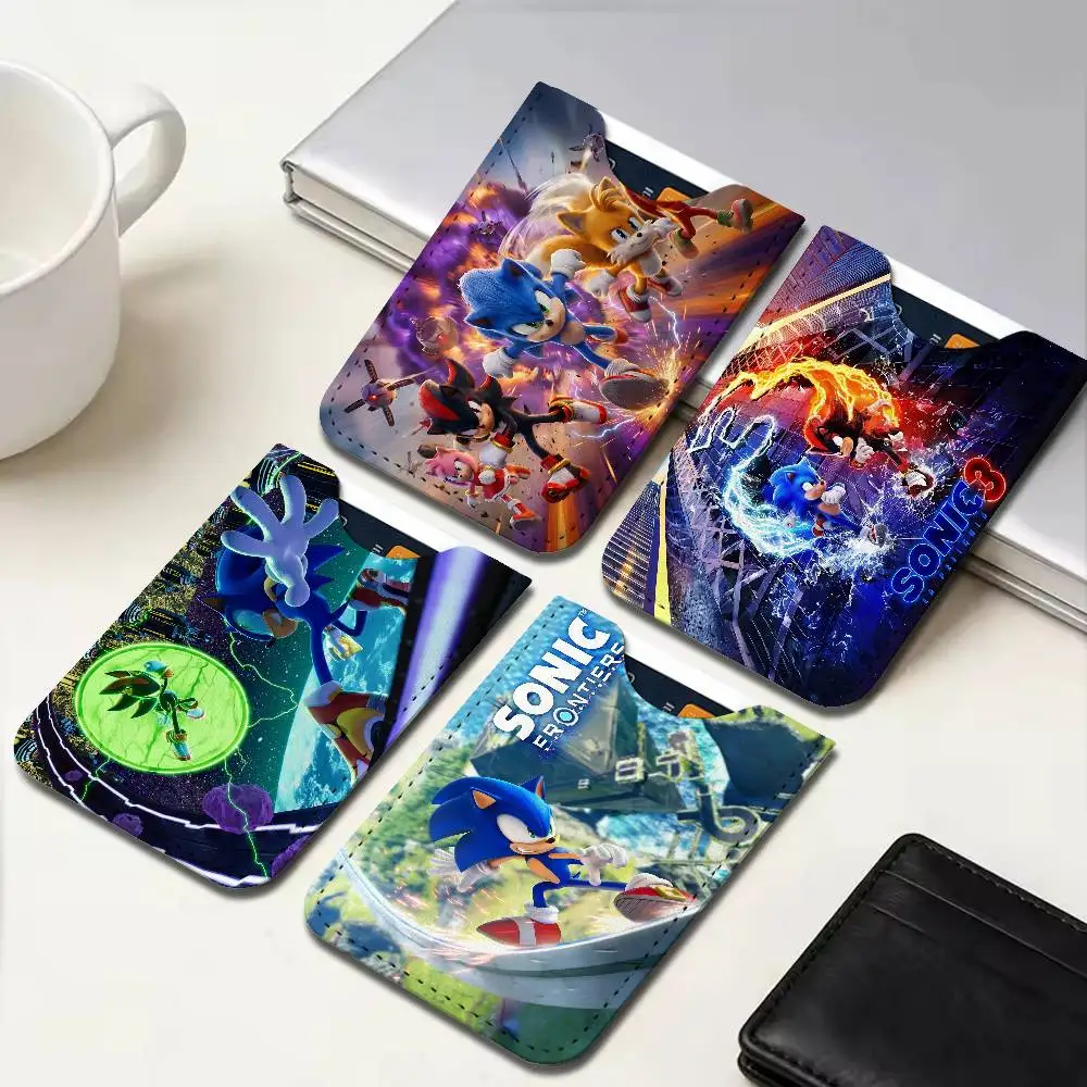 Cartoon S-Sonics PU Leather Slim Credit Card ID Card Organizer Portable Business Card Case for Daily Outdoor Carry