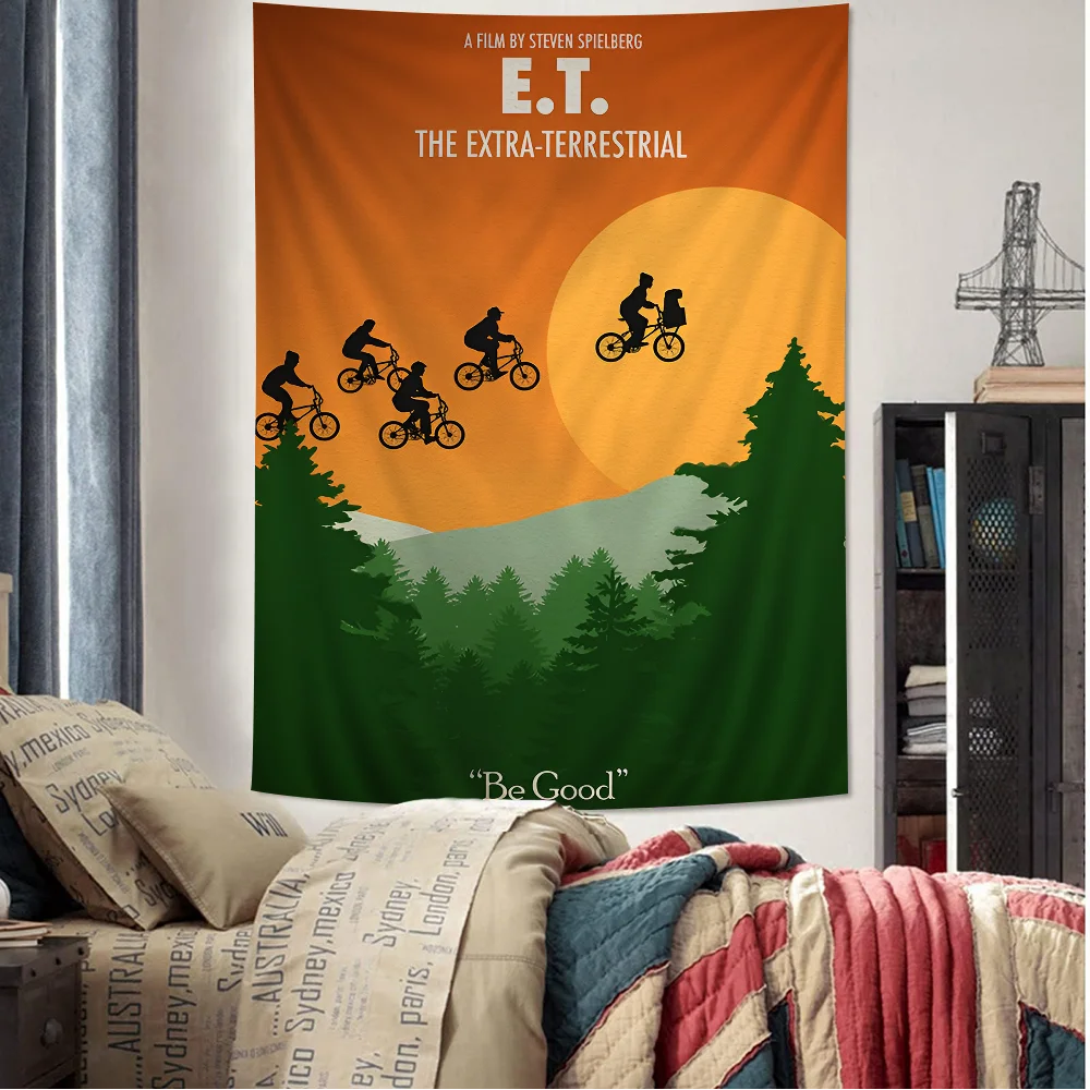 

Movie E.T. The Extra-Terrestrial 80s Colorful Tapestry Wall Hanging Home Decoration Hippie Bohemian Decoration Wall Art Decor