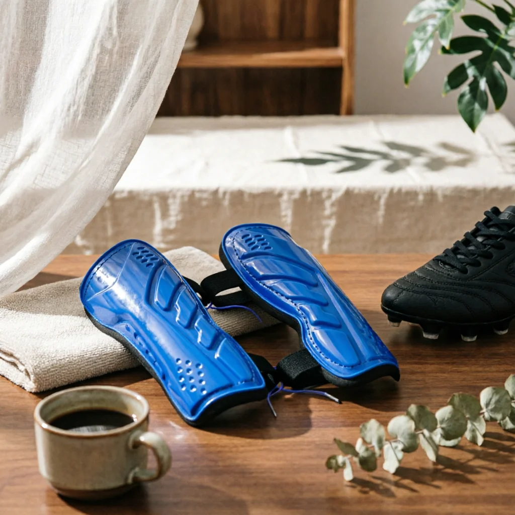 

2 Pieces Football Shin Pads and Socks Safeguarding Long Soccer Socks with Shin Guards Leg Protection Breathable Anti-Slip