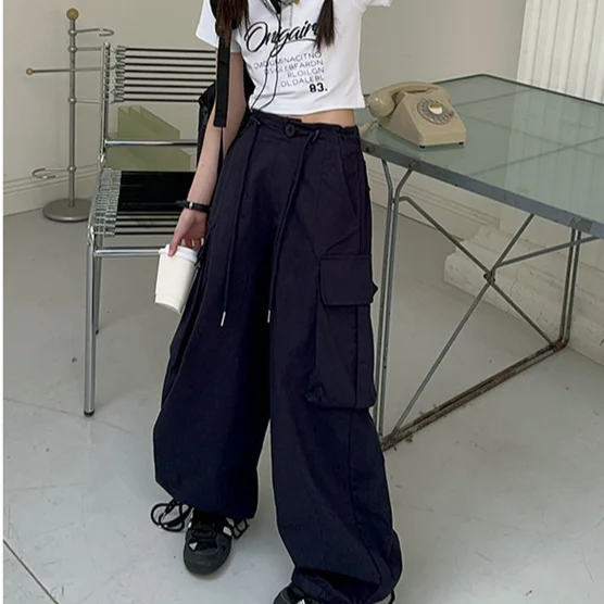 Girls Pants 2024 Summer New Childrens Clothes Girls Baby American Style Loose Wide-leg Cargo Pants Casual Simple Daily image 6