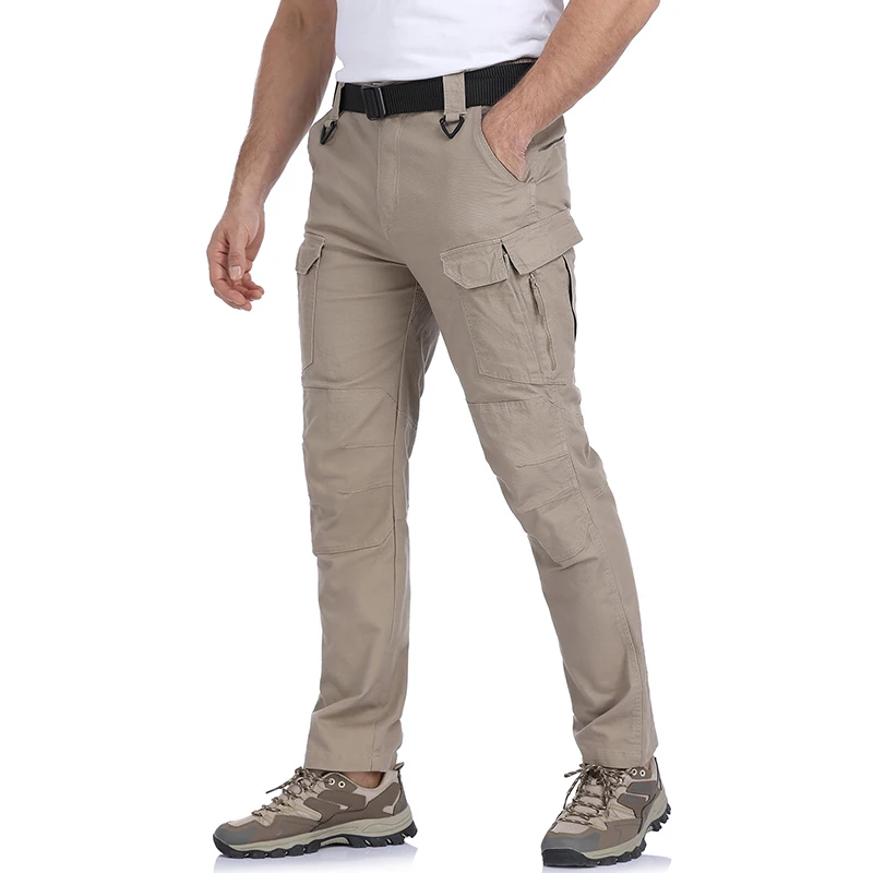

Men's Cotton Hiking Tactical Pants Stretch Lightweight Combat Cargo Work Pants Rip-Stop Outdoor Pants
