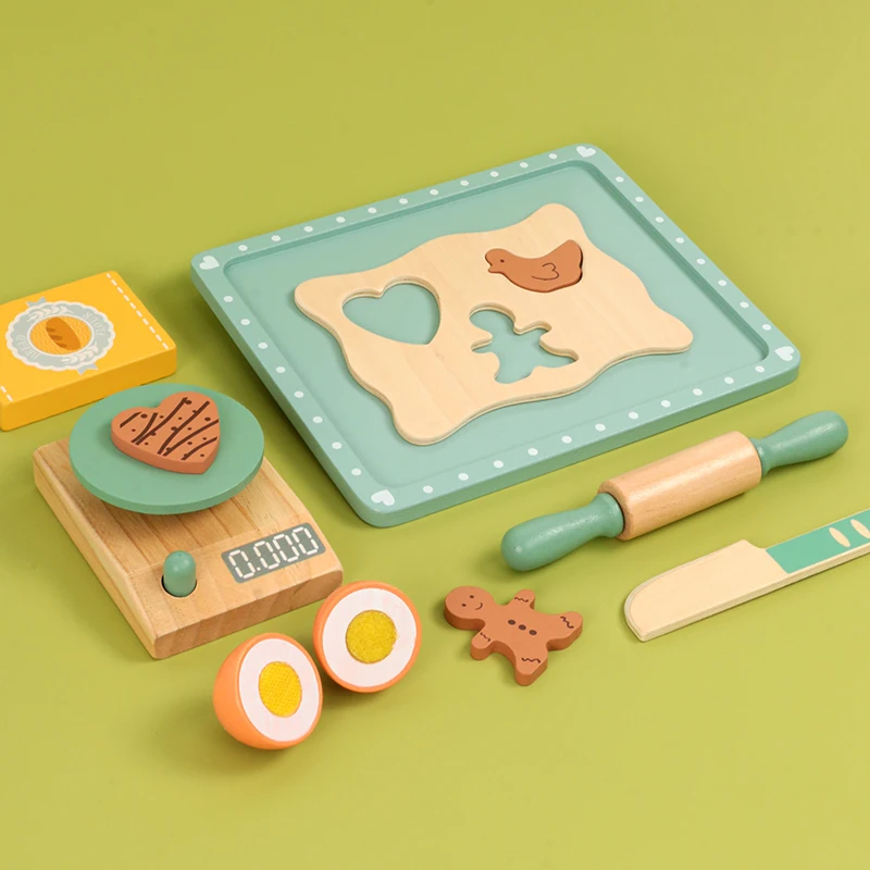 Cuisine en bois semblant jouer cuisine maison outils de cuisson jouets ensembles de pâte accessoires enfant en bas âge jeu sensoriel cinétique cadeau de noël