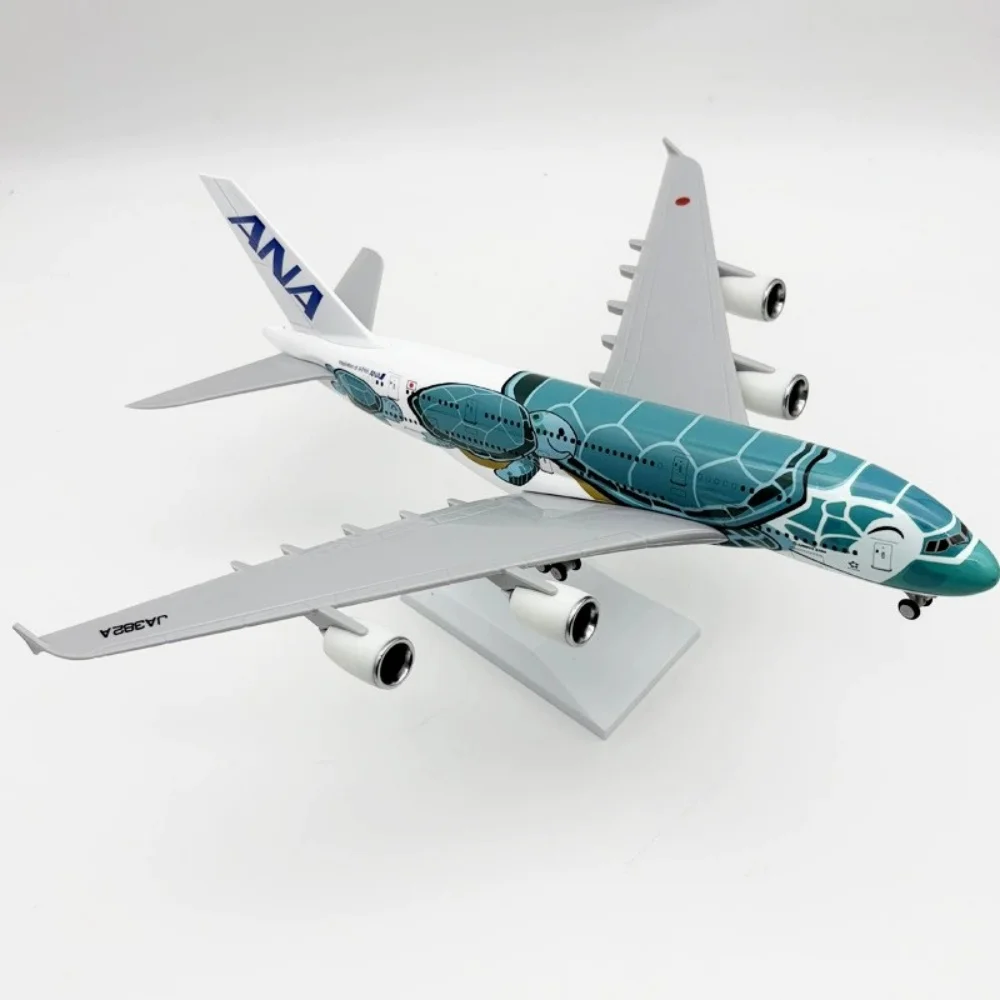 30cm japão anta airways a380 modelo de avião brinquedo tartaruga marinha verde diecast modelo de montagem de resina com trem de pouso presente para crianças