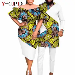 Vestidos africanos a juego para mujer, conjunto de camisa y pantalón Dashiki, Sexy, volantes africanos, vestido de cadera Baya, Y23C015
