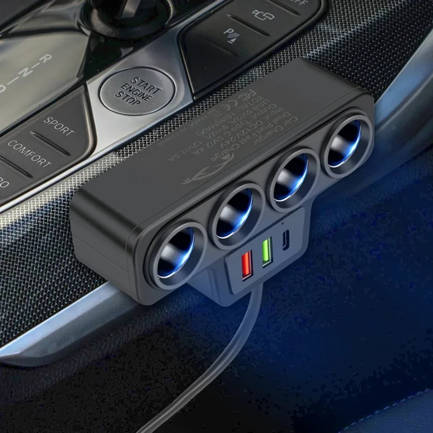 

Car USB Charger QC3.0+PD 3.1A 12V-24V 3 USB Socket 4-Socket 3 USB Ports Car Cigarette Lighter Splitter USB Phone Charger Adapter