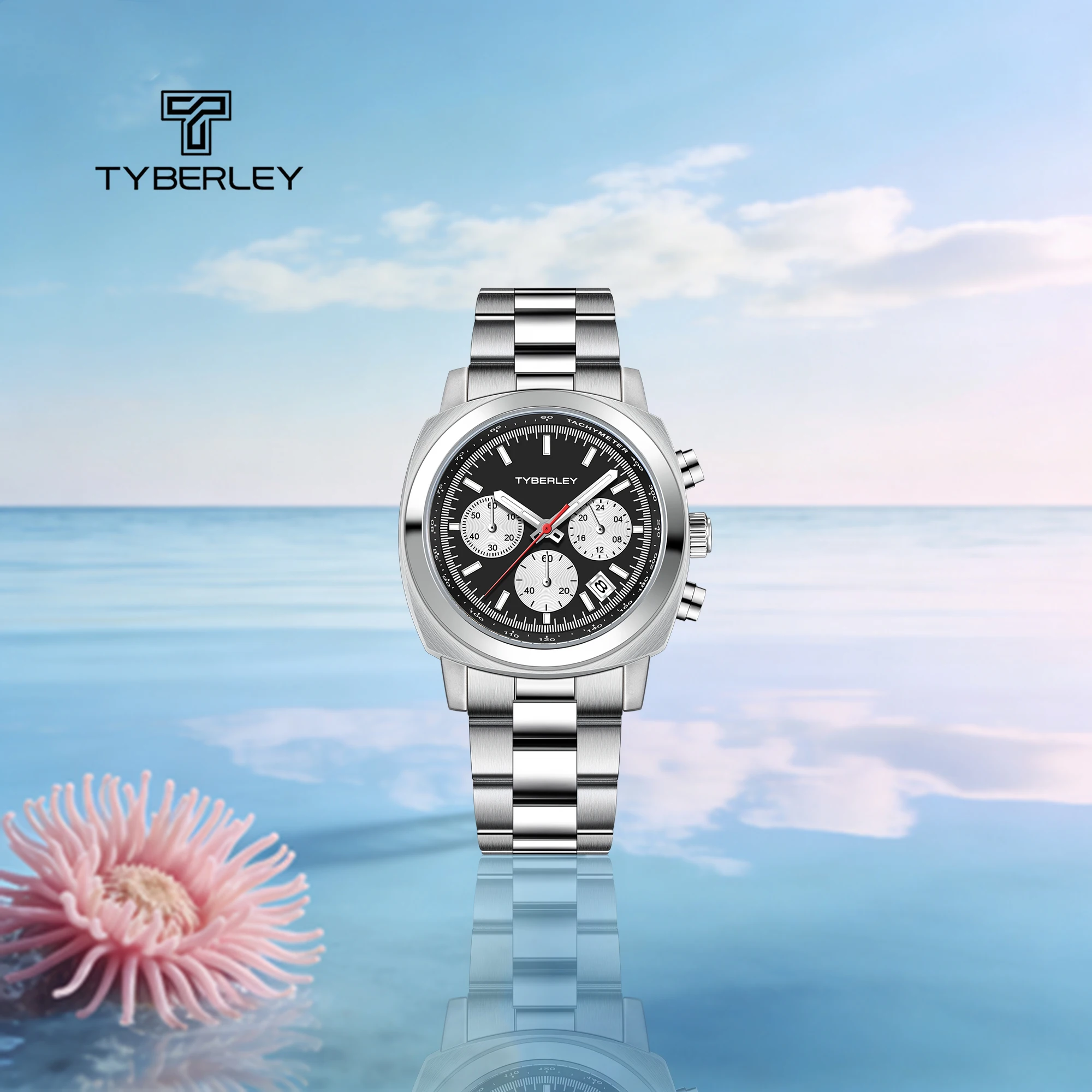 

TYBERLEY Men Light Luxury Quartz Watch Workplace All-Match Stainless Steel Strap Tachymeter Luminous Waterproof Chronograph 2026