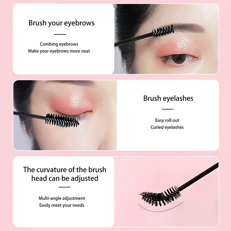 فرش مكياج مزدوجة الأطراف، فرشاة رموش للاستعمال مرة واحدة، مقبض بلاستيكي، عصا الماسكارا، أدوات تمديد الرموش #1