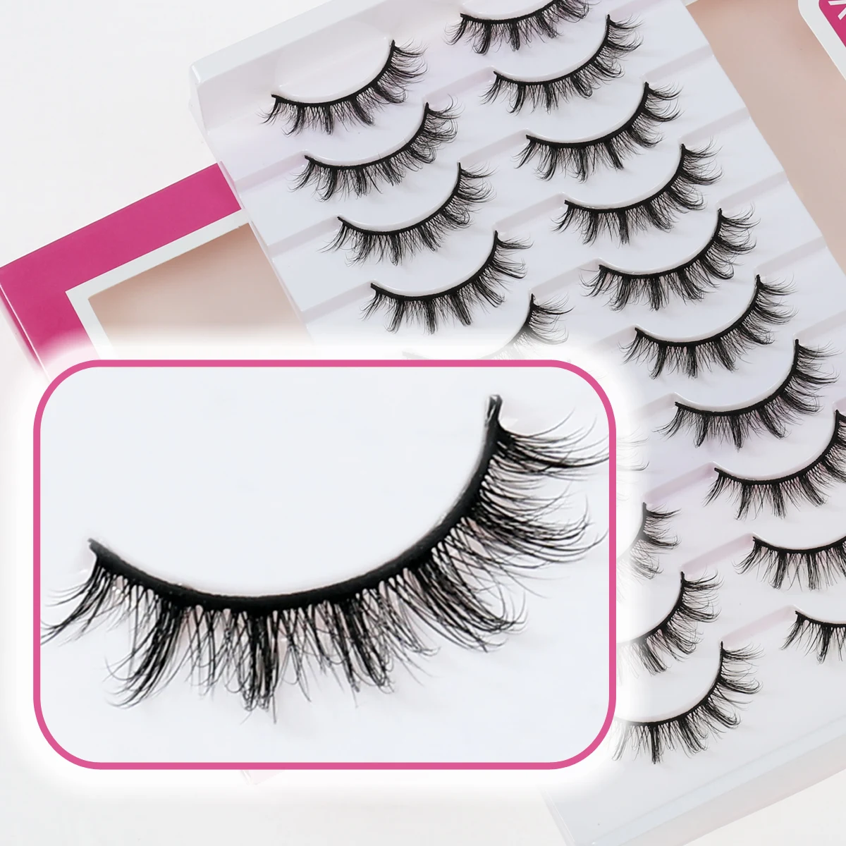 Xuanfeiwu Natural Realistic Fluffy Anime Eyelashes, One-Piece Party Light Makeup Easy-To-Apply Hard Stem False Eyelashes for Daily Work DIY Self-Grafting Eyelashes