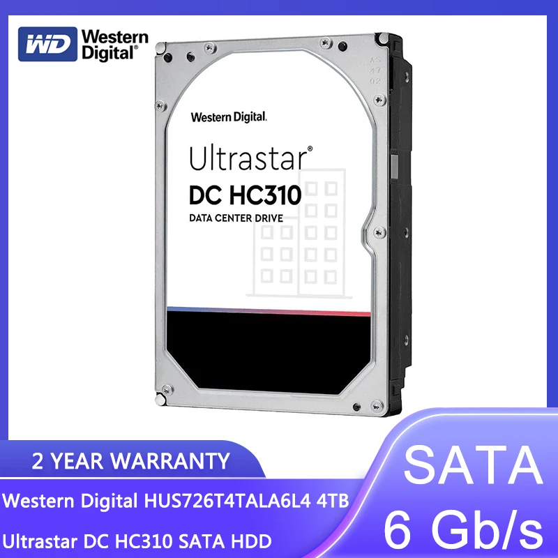 Western Digital HUS726T4TALA6L4 4TB Ultrastar DC HC310 SATA HDD - 7200 RPM Classe SATA 6 Gb/s 256MB Cache 3,5