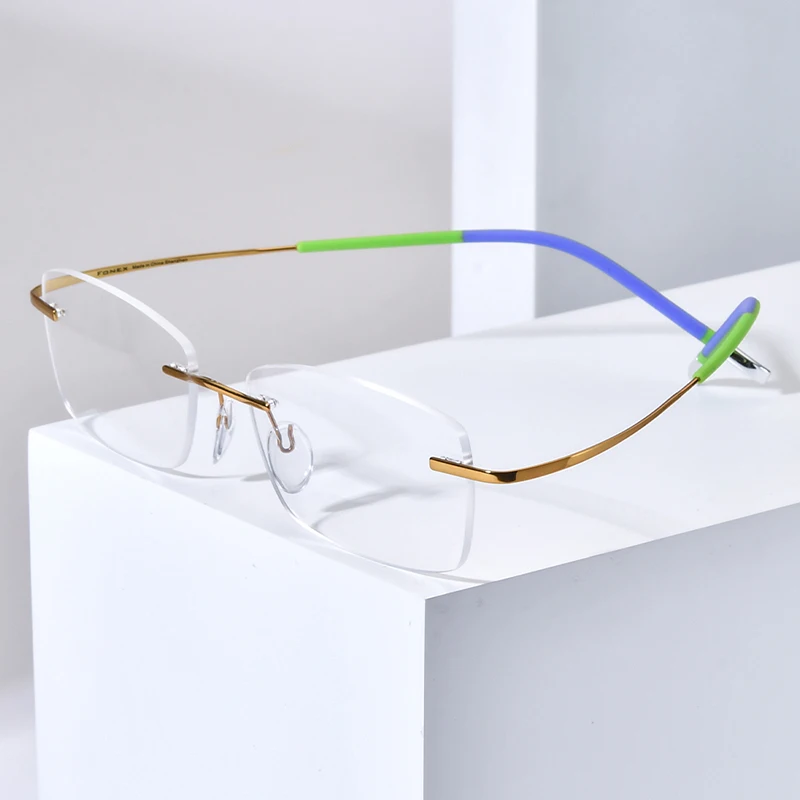 FONEX Titanium Glasses Frame Men Brand Design Rimless Square Eyeglasses Women Frameless Ultralight-Weight Japanese Eyewear 85899