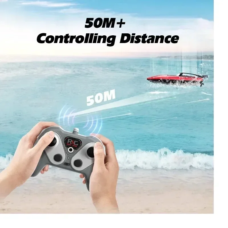 Barco de juguete remoto de 2,4 GHz, dirigible, barco de alta velocidad, juguetes acuáticos para niños, juguetes al aire libre, regalos de verano para niños, barco de juguete eléctrico impermeable