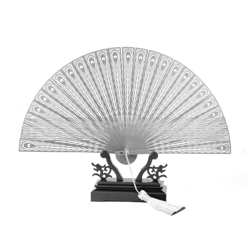 Full Metal Kung Fu Fan Exercise Stainless Steel Folding Fan Men's Play Gold Steel Fan