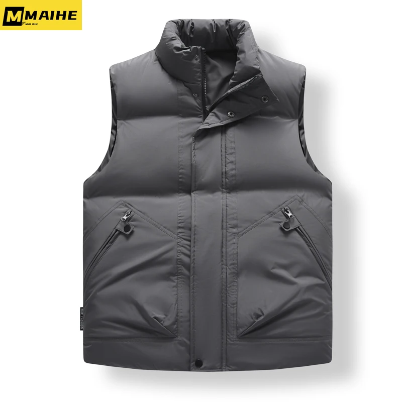 Winter 2023 new short down cotton vest men's lightweight padded vest sleeveless jacket Neutral fashion windproof warm ski coat