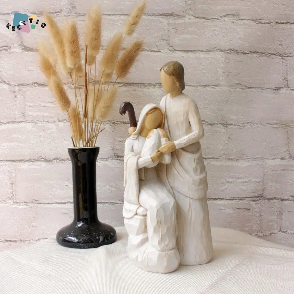 

Handmade Religious Family Ornaments Cartoon Resin Religious Character Ornament Carved Warm Family Sculpture Living Room