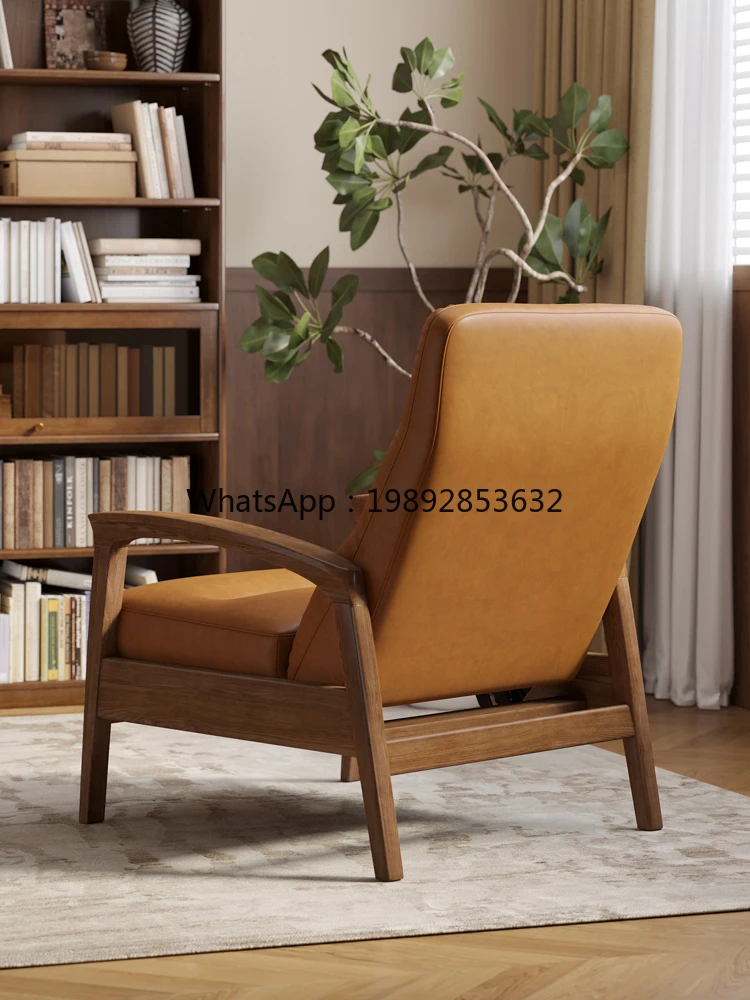 LYY Nordic Solid Wood Functional Sofa Chair Lazy Living Room Single Small Apartment Adjustable Folding Recliner Lounge Chair