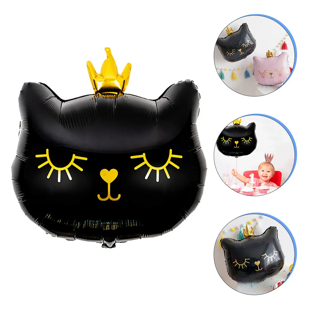 

3pcs Crown Cat Balloons Durable Aluminum Film Cute Kitten Party Decorations For Birthday Events Cartoon Animal Balloons Set