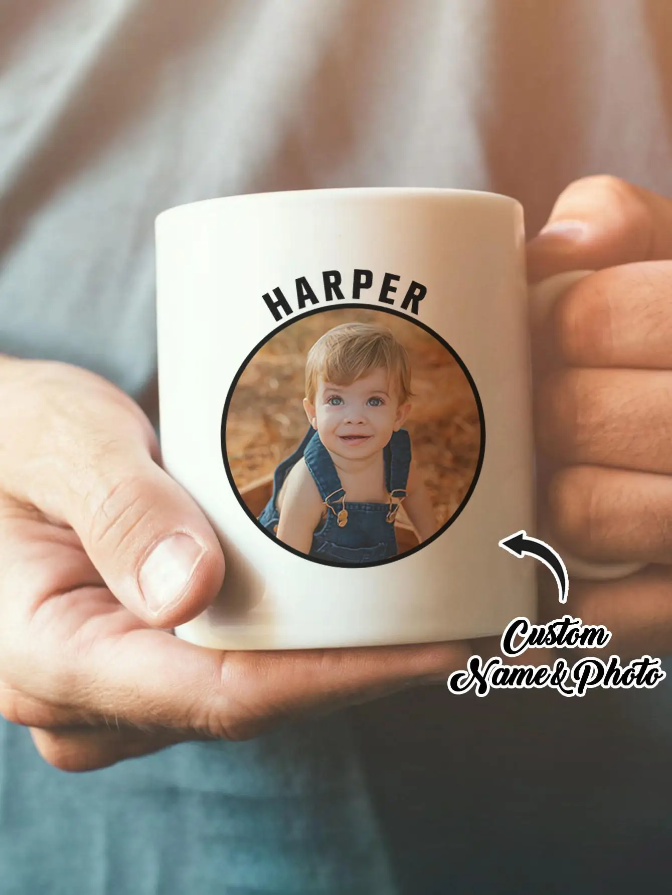 Custom Photo and Name Mug Personalized Mug Gift for Anniversary Birthday Housewarming Valentines Mothers Fathers Graduation
