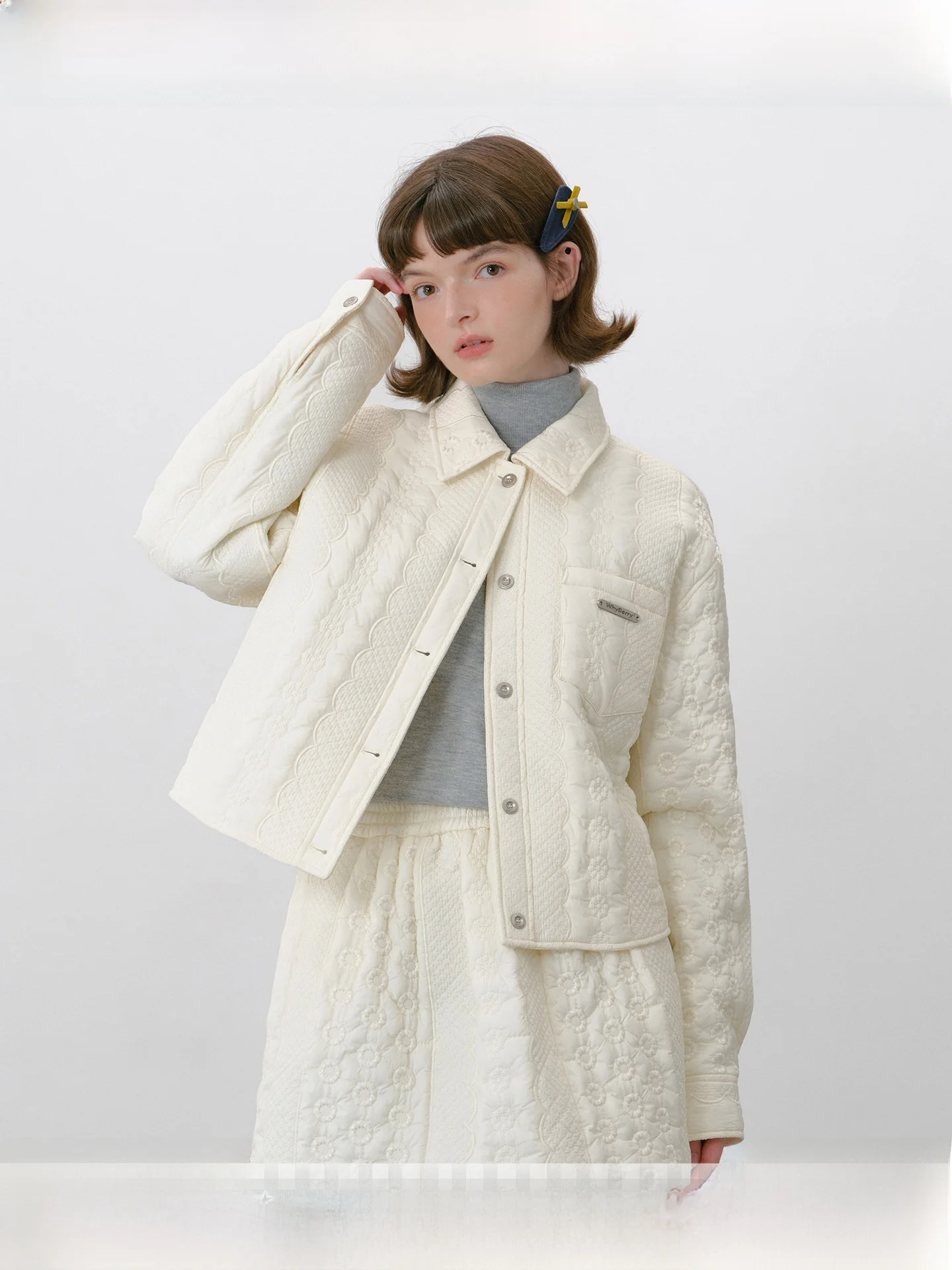 

WhyBerry Berries Pie Plaid Cotton irt oulder Drop Sle Turn-down Collar Autumn Winter ort Women's Original Design Loos...