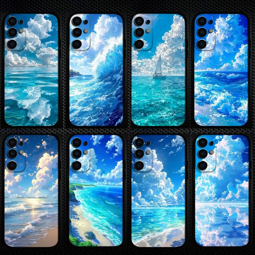 

blue sea illustration Phone Case For Samsung S25/S24/S23/S22/S21/S20/Plus,Fe,Lite/Others Black Cover