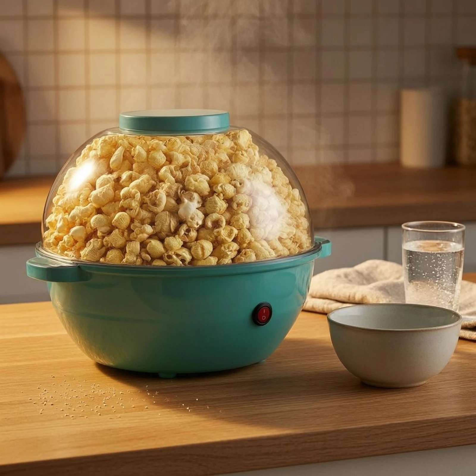 Electric Popcorn Maker Non-Stick Popcorn Popper Home Appliance Domed Lid Side Handles
