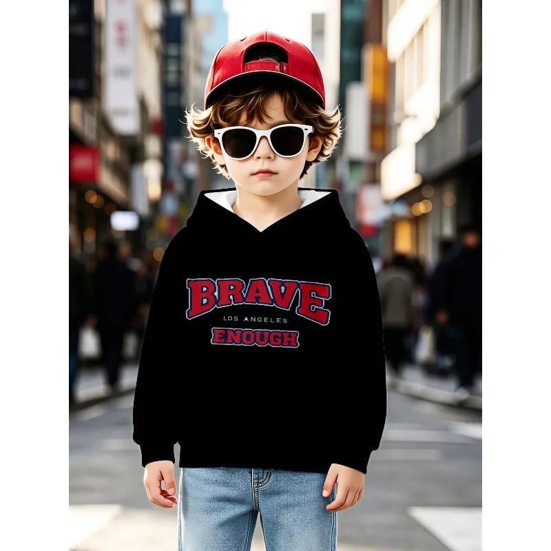 Toddler Boys Cute Cat Shark Letter Graphic Hoodie Pullover Kids Daily Fashion Clothing for Outdoor Birthday Gift
