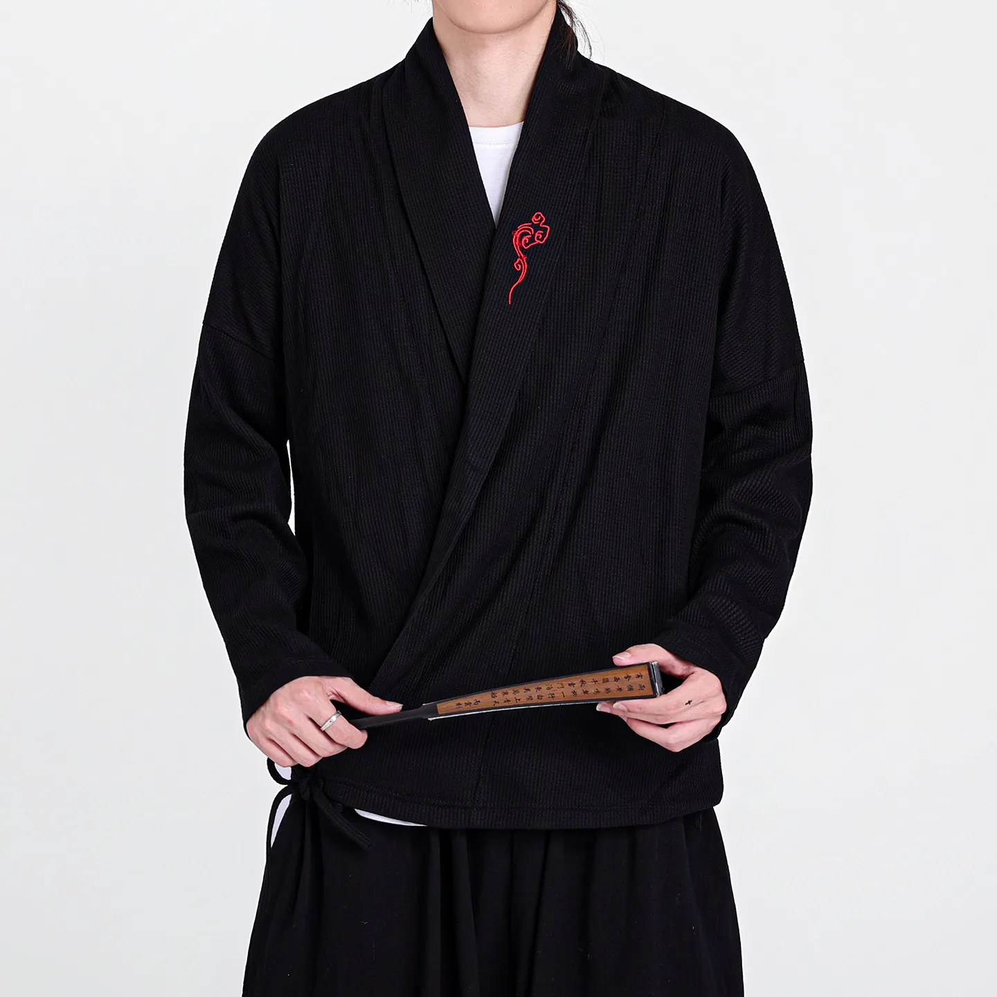 Autumn Jacket Men Solid Color Hanfu Loose Comfortable V-Neck Coats Men Chinese Style Cardigan Traditional Clothing Kimono Jacket